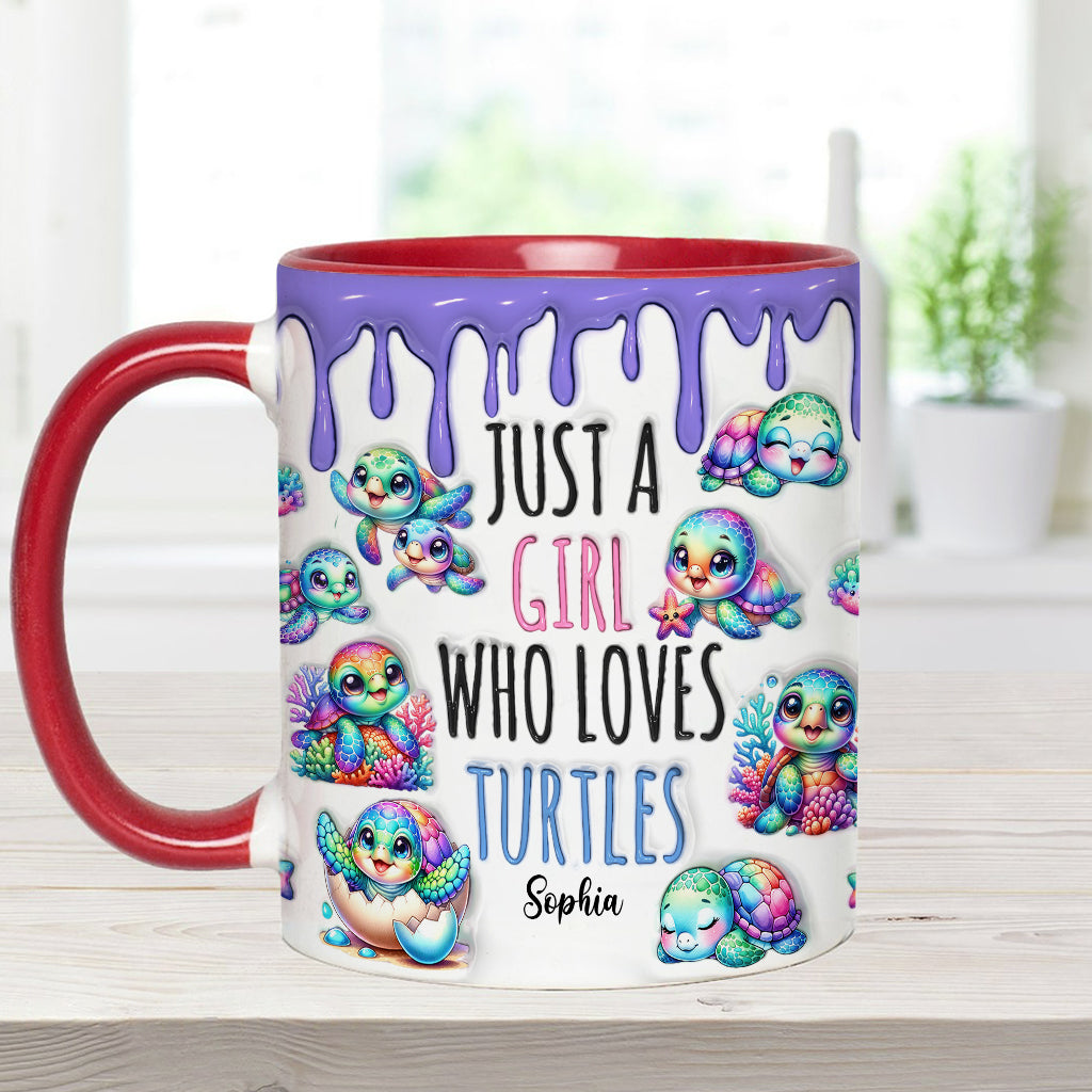 Just A Girl Who Loves Turtles - Personalized Turtle Accent Mug