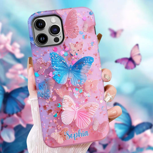 Sparkle Butterflies - Personalized Butterfly Full Print Phone Case