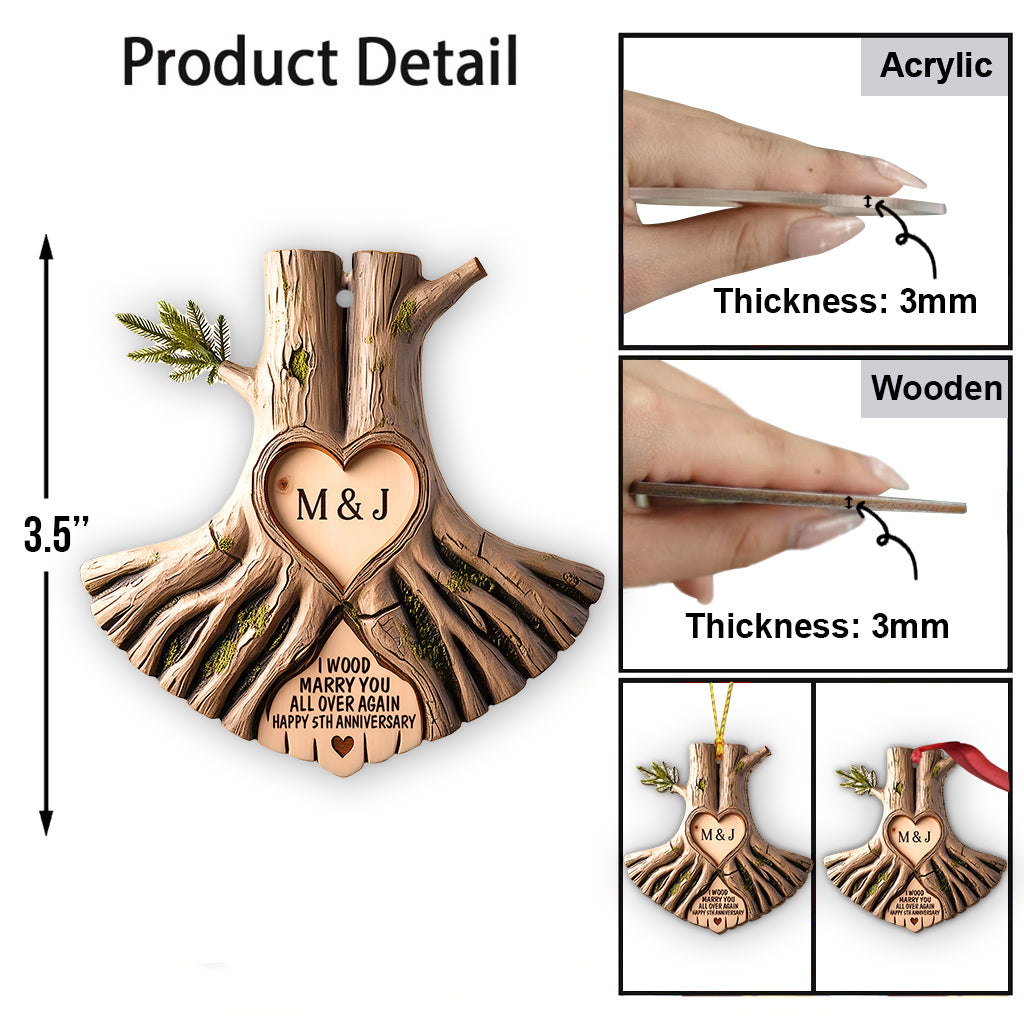 I Wood Marry You All Over Again - Personalized Couple Ornament