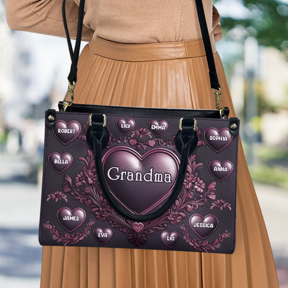 Oma Nana Mama - Personalisierte Oma-Lederhandtasche
