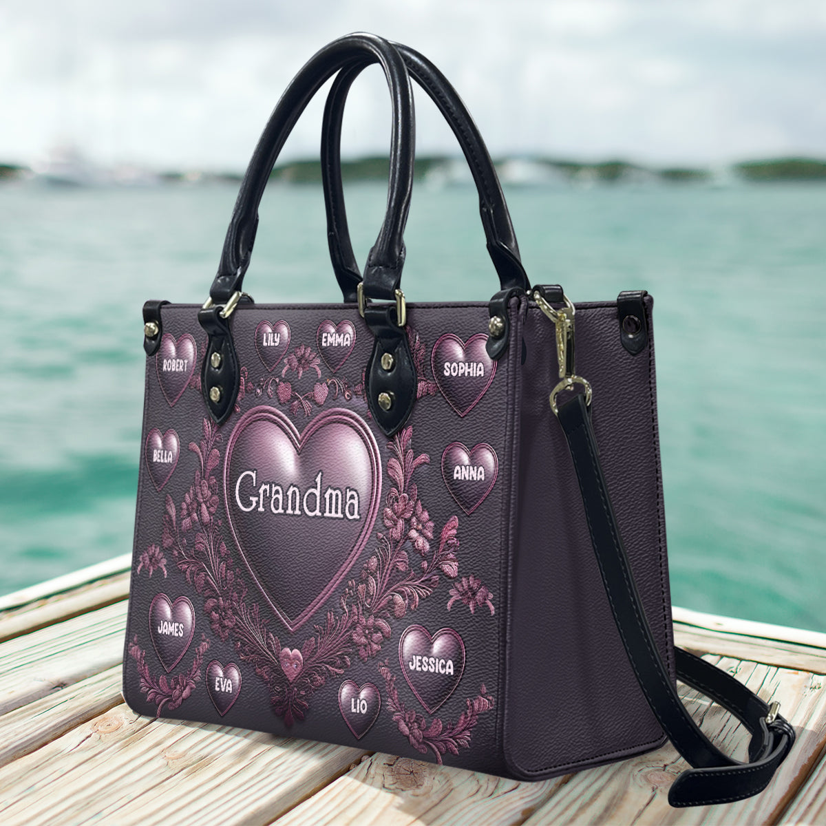Oma Nana Mama - Personalisierte Oma-Lederhandtasche