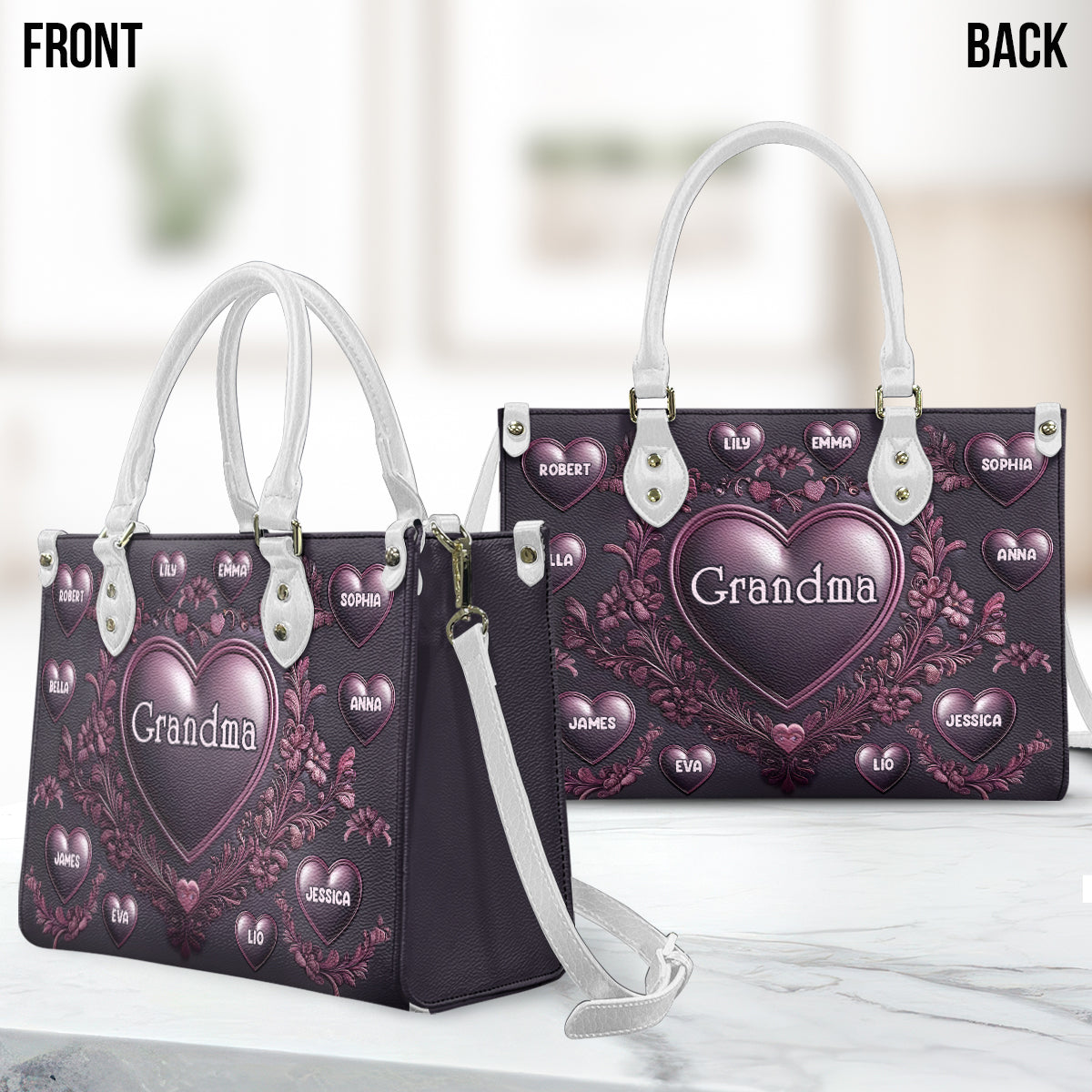 Oma Nana Mama - Personalisierte Oma-Lederhandtasche