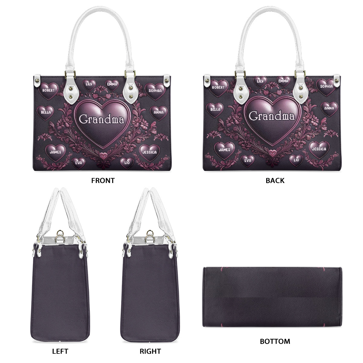 Oma Nana Mama - Personalisierte Oma-Lederhandtasche