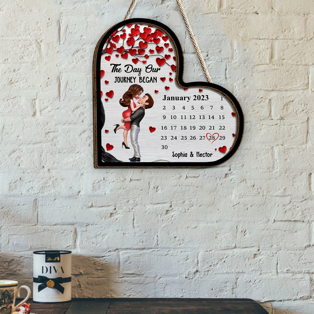 The Day Our Story Began - Personalized Couple 2 Layered Wood Sign / Wood Plaque