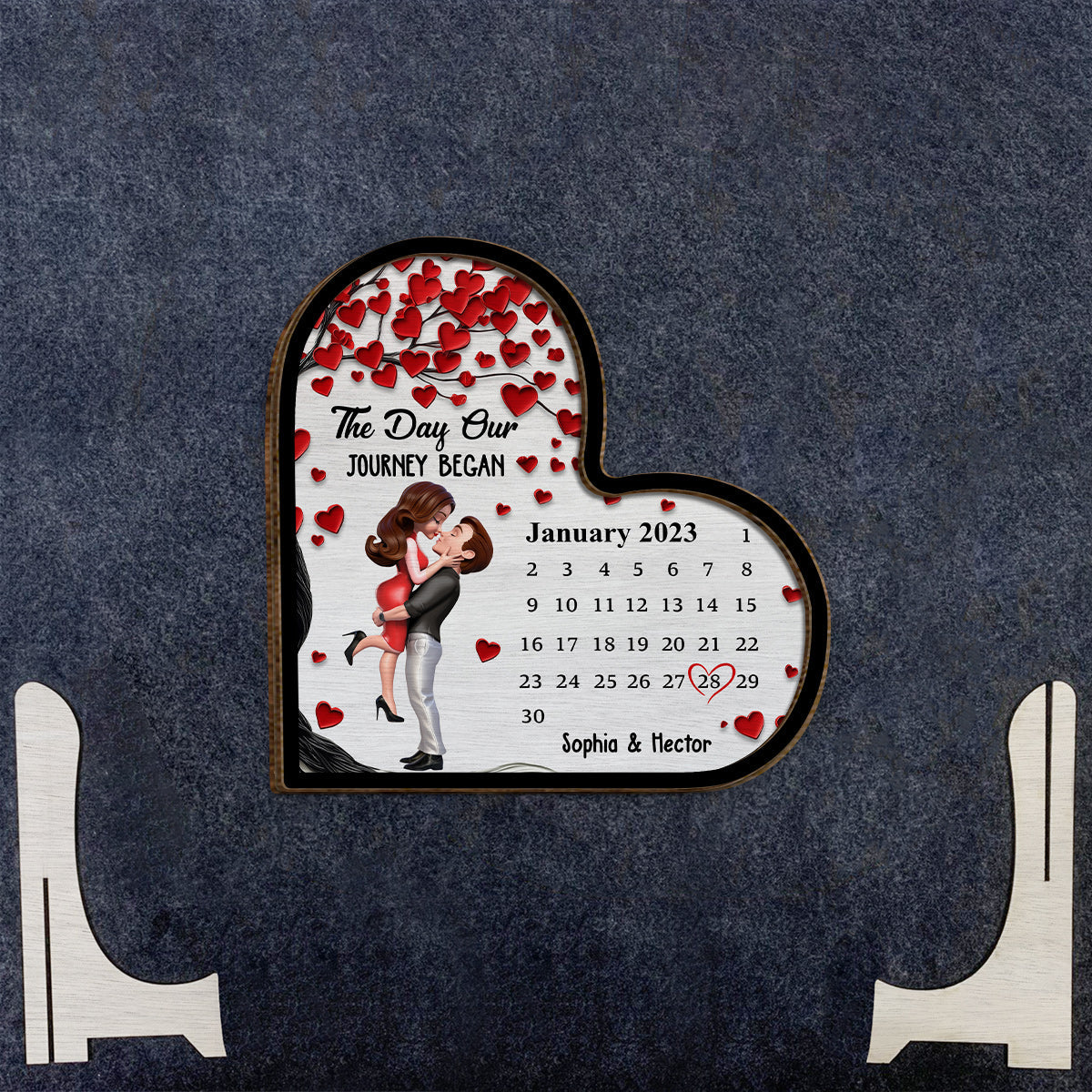 The Day Our Story Began - Personalized Couple 2 Layered Wood Sign / Wood Plaque