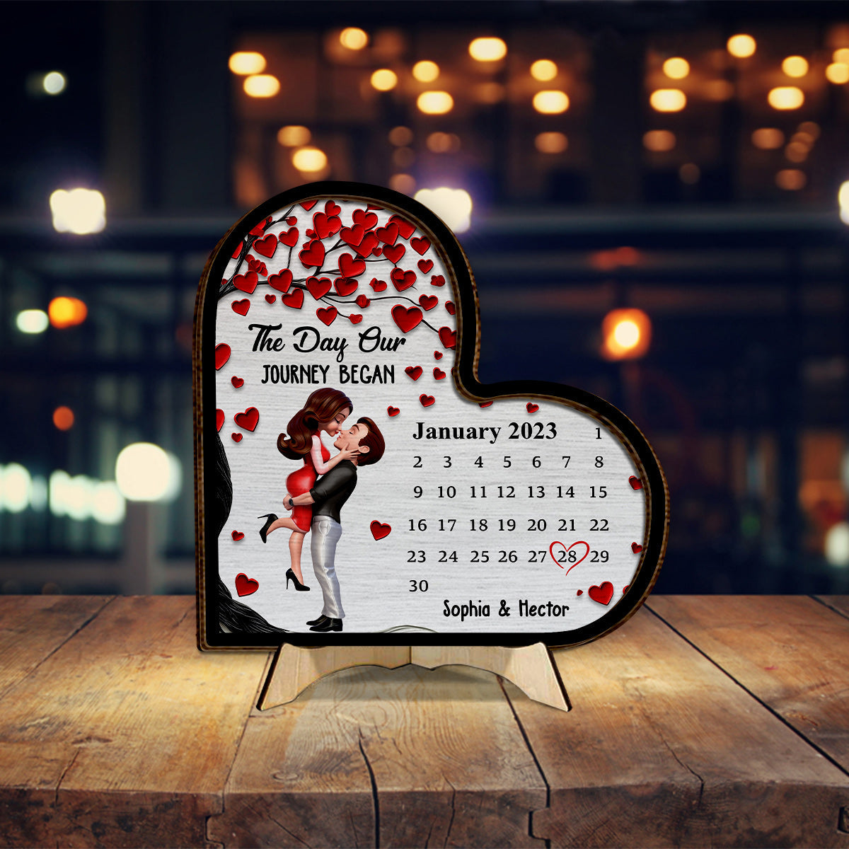 The Day Our Story Began - Personalized Couple 2 Layered Wood Sign / Wood Plaque