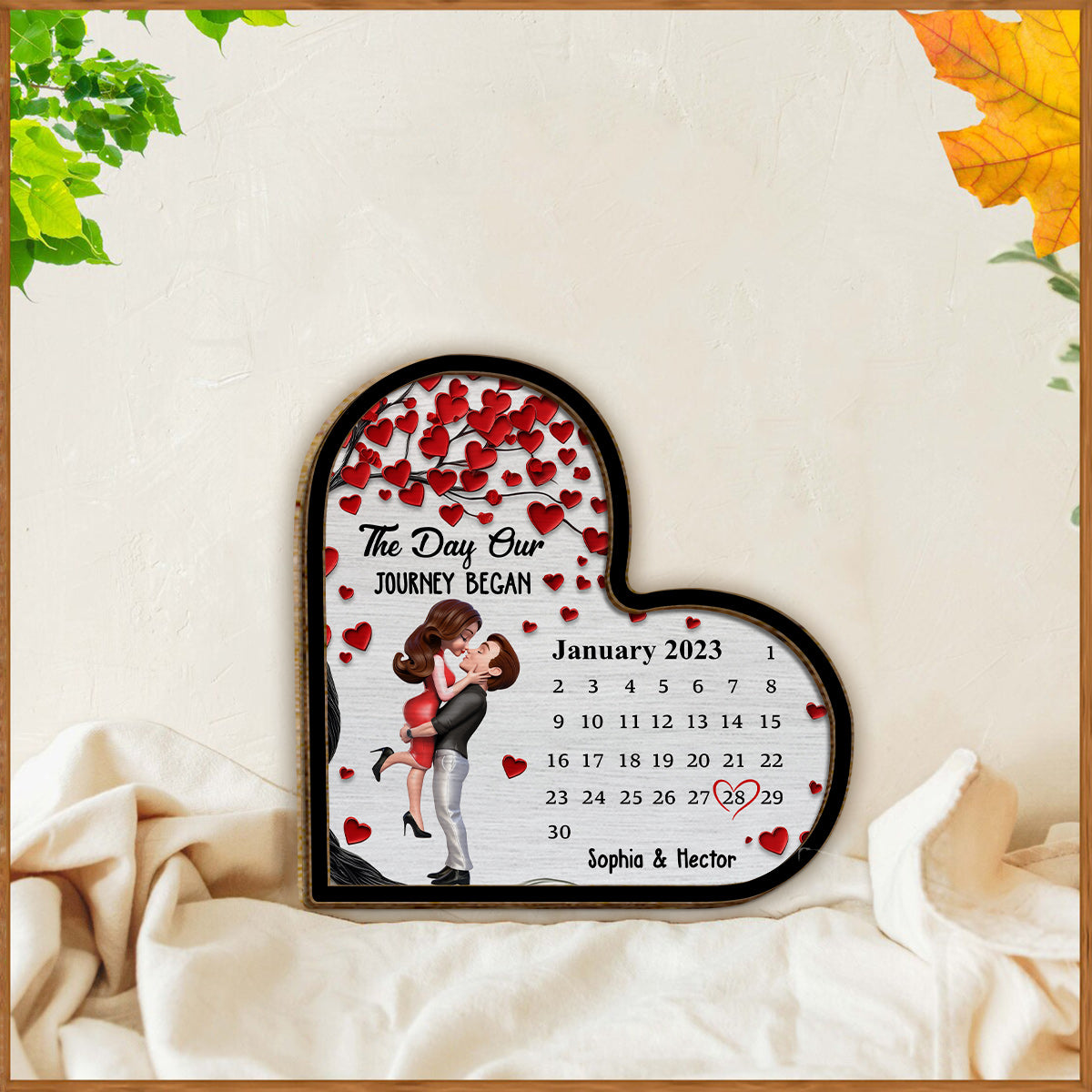 The Day Our Story Began - Personalized Couple 2 Layered Wood Sign / Wood Plaque