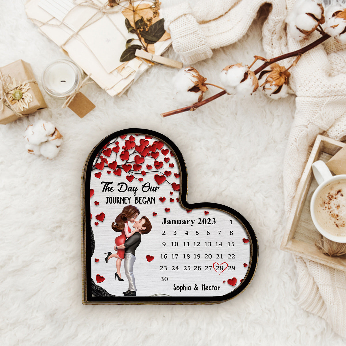 The Day Our Story Began - Personalized Couple 2 Layered Wood Sign / Wood Plaque