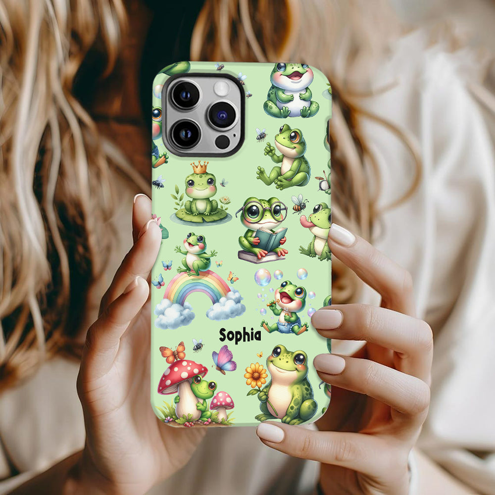 Einfach ein Mädchen, das Frösche liebt – Personalisierte Handyhülle mit Frosch-Vollbilddruck