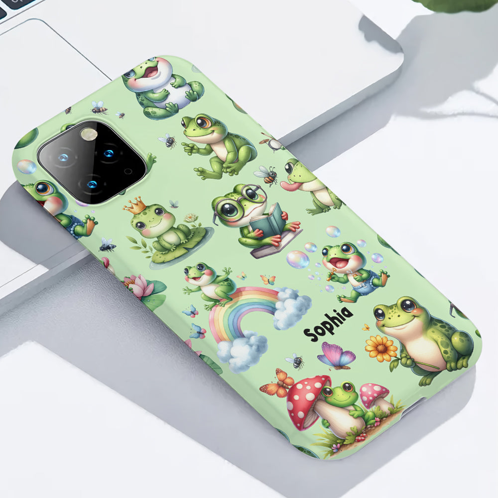 Einfach ein Mädchen, das Frösche liebt – Personalisierte Handyhülle mit Frosch-Vollbilddruck