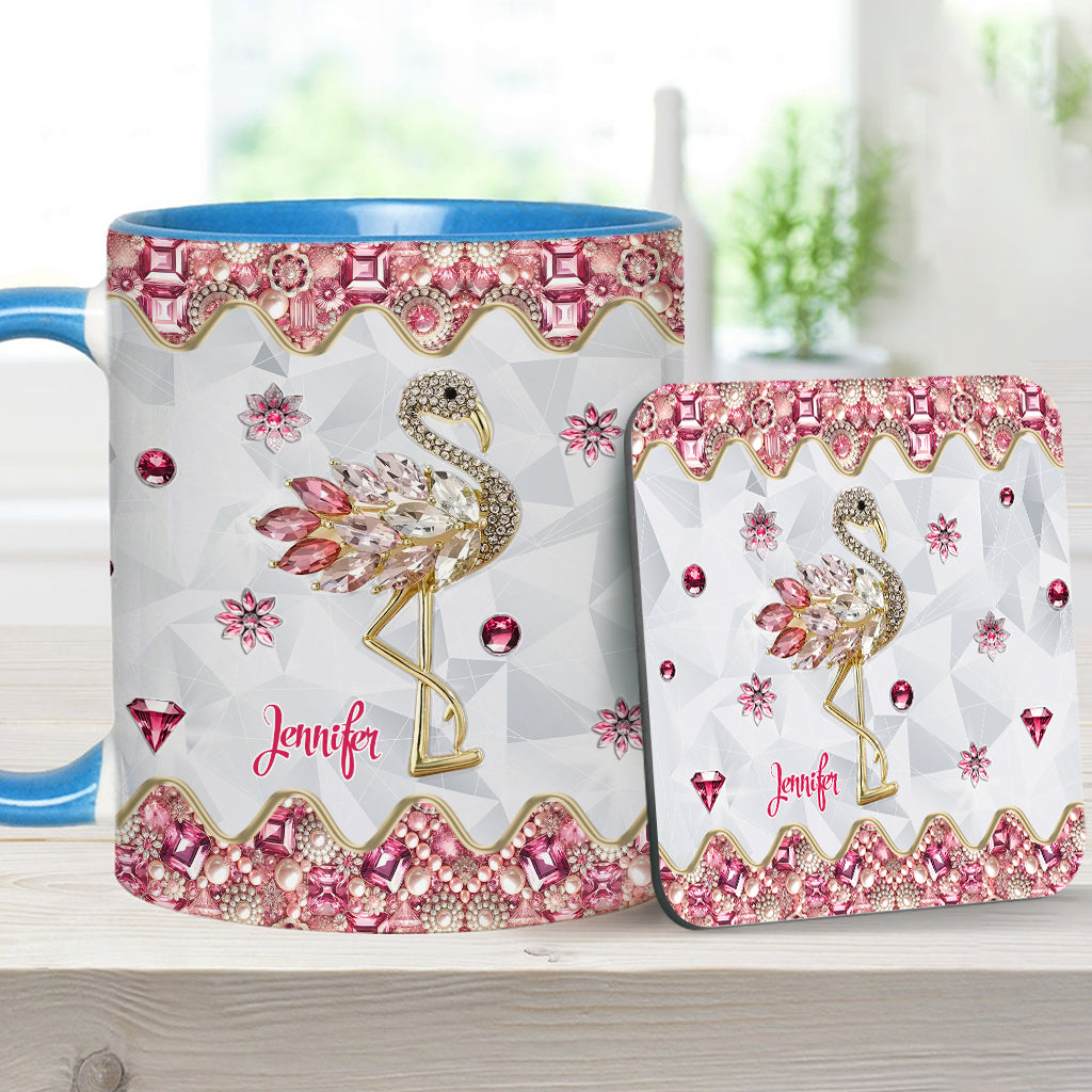 Just A Girl Who Loves Flamingos - Personalized Flamingo Accent Mug