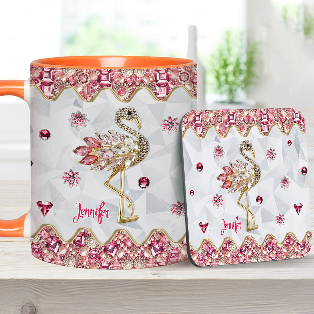 Just A Girl Who Loves Flamingos - Personalized Flamingo Accent Mug