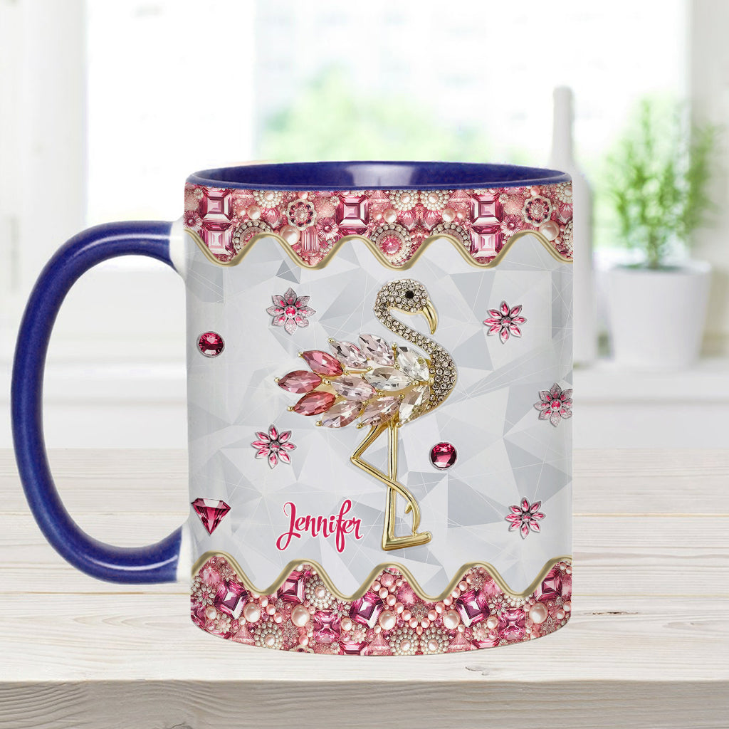 Just A Girl Who Loves Flamingos - Personalized Flamingo Accent Mug