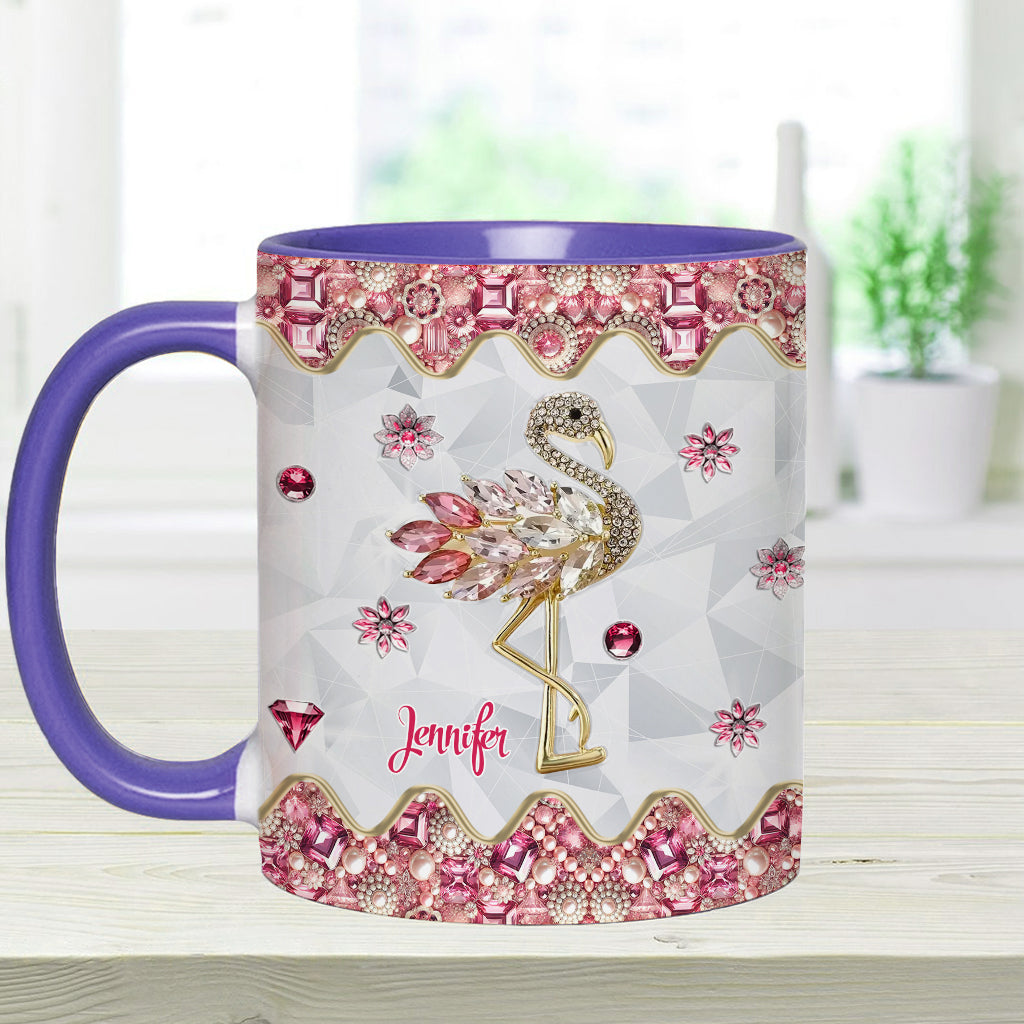 Just A Girl Who Loves Flamingos - Personalized Flamingo Accent Mug