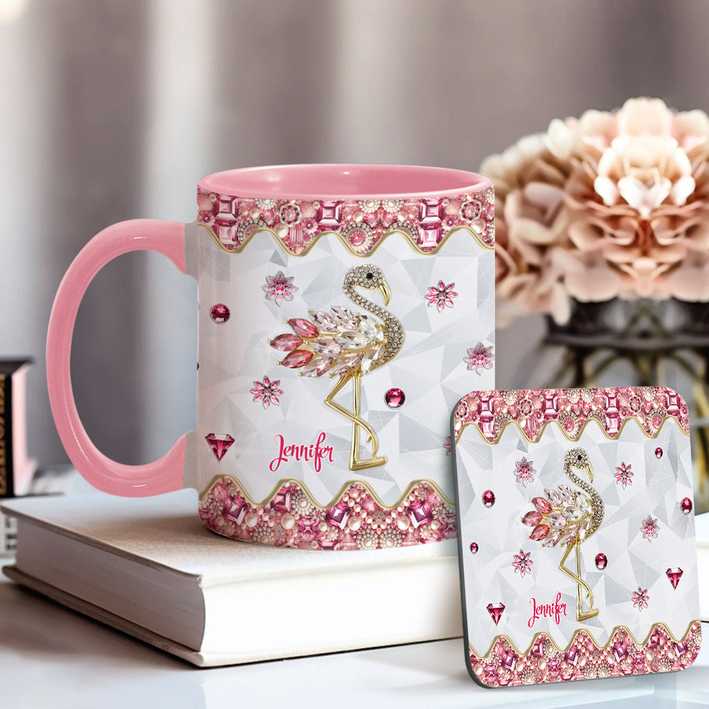 Just A Girl Who Loves Flamingos - Personalized Flamingo Accent Mug