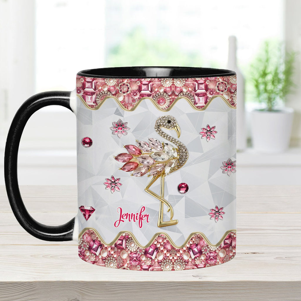 Just A Girl Who Loves Flamingos - Personalized Flamingo Accent Mug