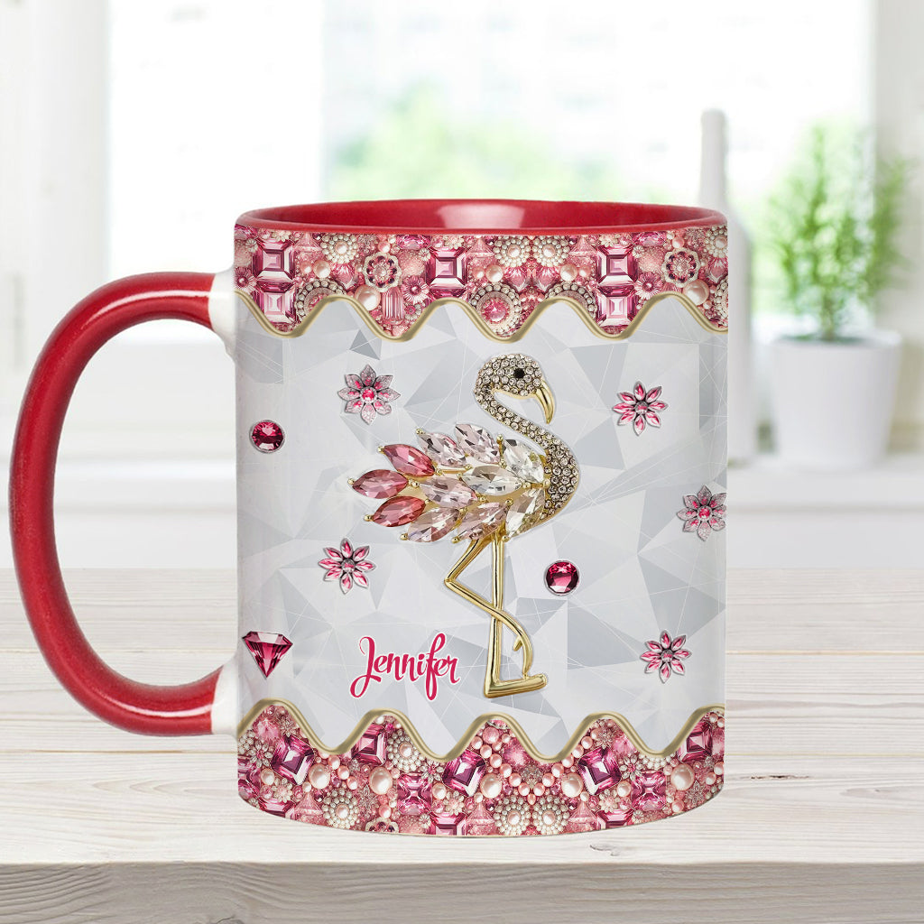 Just A Girl Who Loves Flamingos - Personalized Flamingo Accent Mug