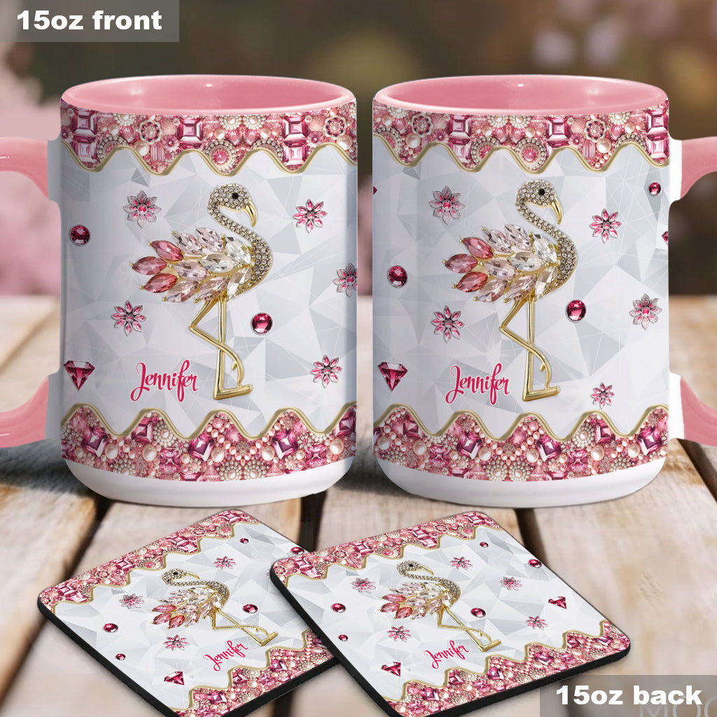 Just A Girl Who Loves Flamingos - Personalized Flamingo Accent Mug
