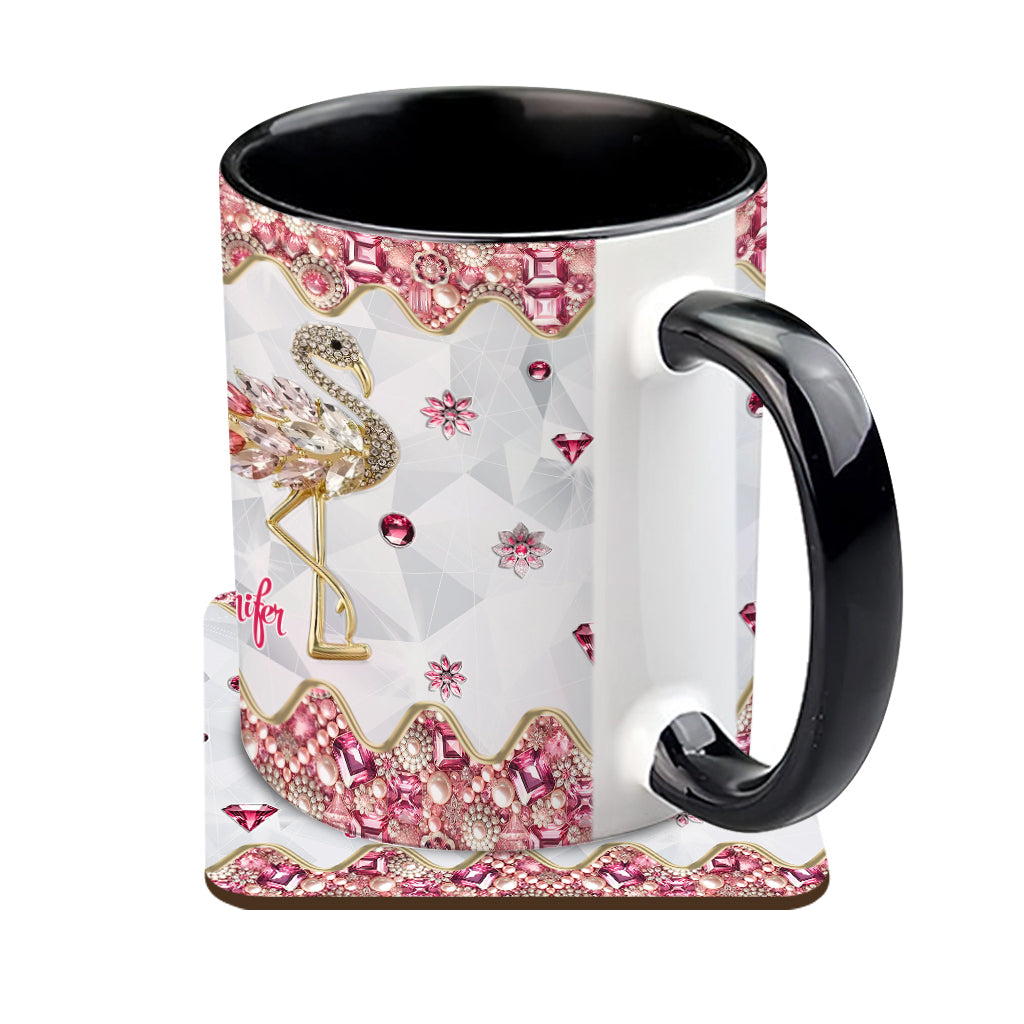 Just A Girl Who Loves Flamingos - Personalized Flamingo Accent Mug