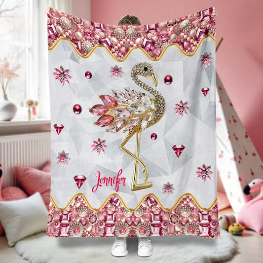 Just A Girl Who Loves Flamingos - Personalized Flamingo Blanket