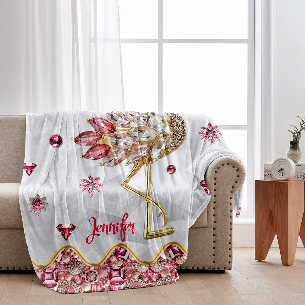 Einfach ein Mädchen, das Flamingos liebt – personalisierte Flamingodecke