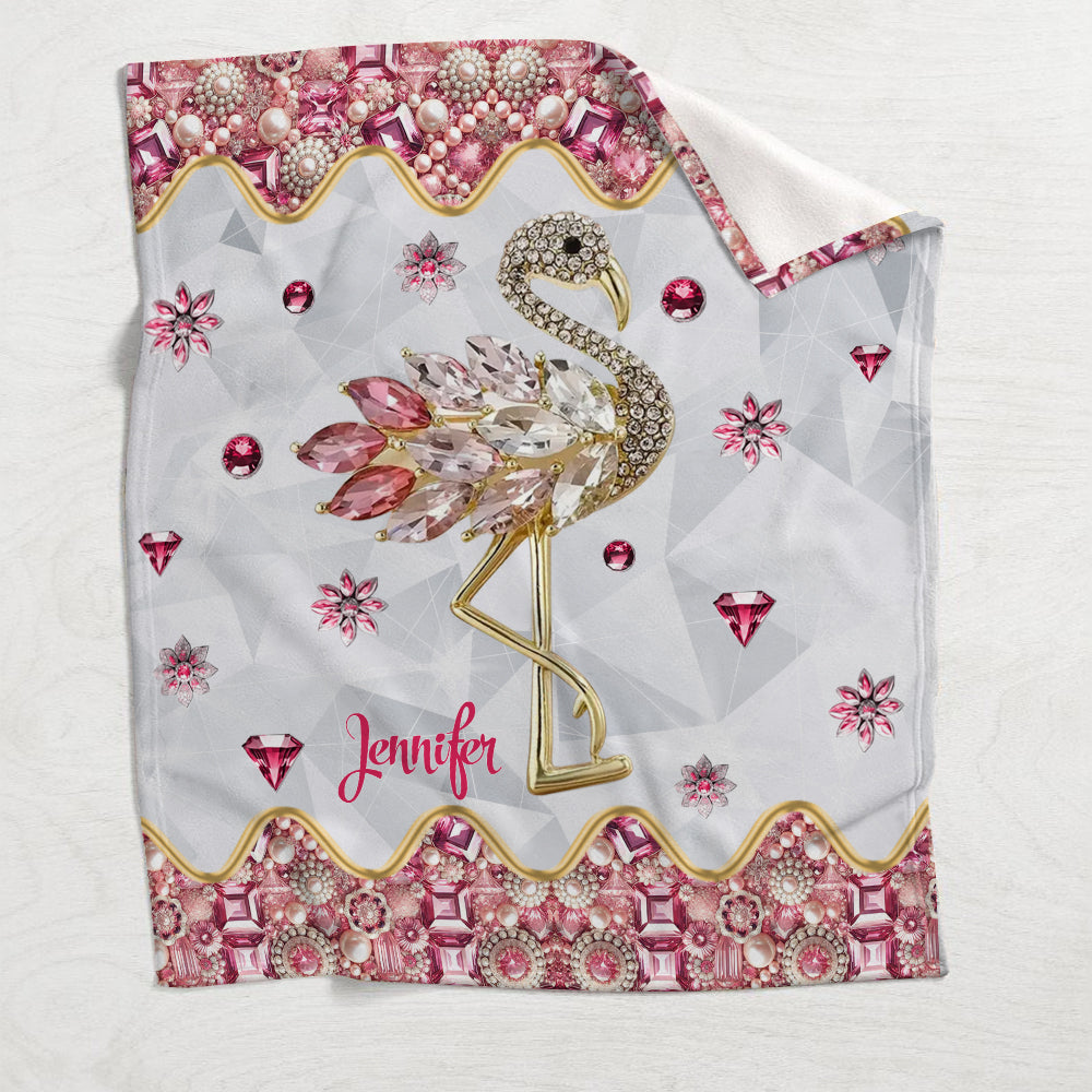 Einfach ein Mädchen, das Flamingos liebt – personalisierte Flamingodecke