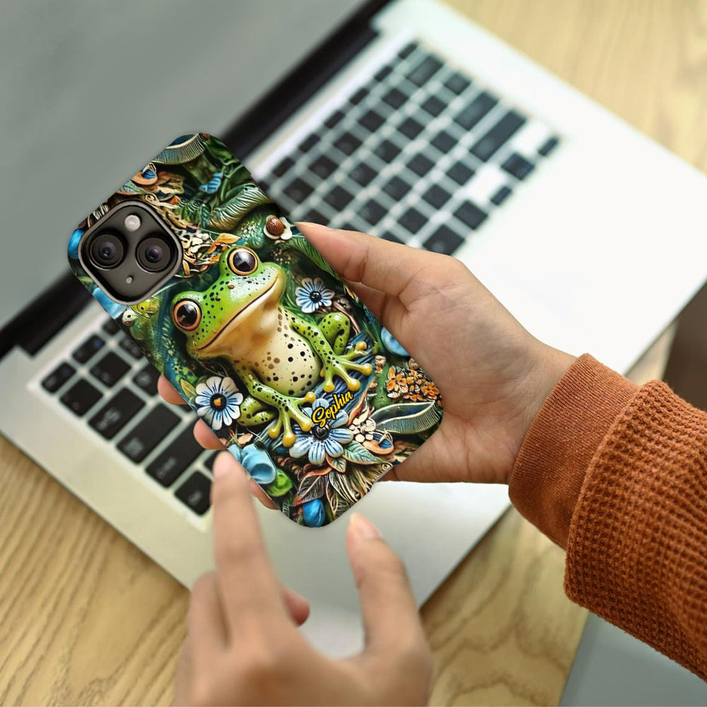 Ich liebe Frösche – Personalisierte Handyhülle mit Frosch-Vollbilddruck