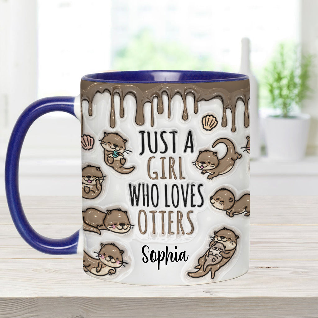 Mug personnalisé « Juste une fille qui aime les loutres » avec motif loutre