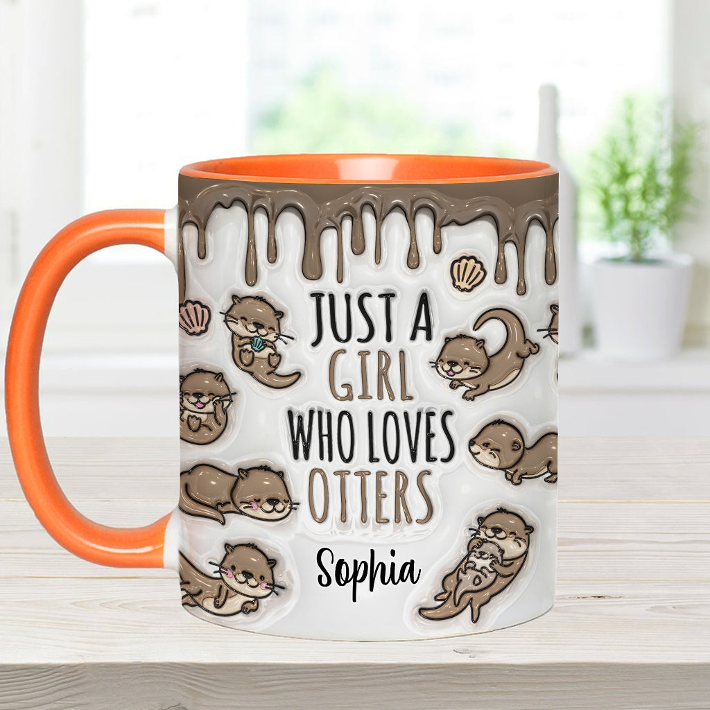 Mug personnalisé « Juste une fille qui aime les loutres » avec motif loutre