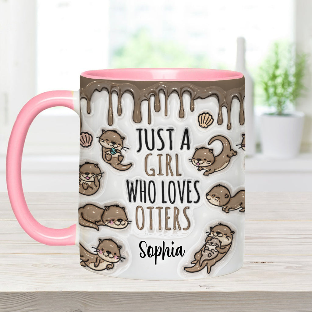 Mug personnalisé « Juste une fille qui aime les loutres » avec motif loutre