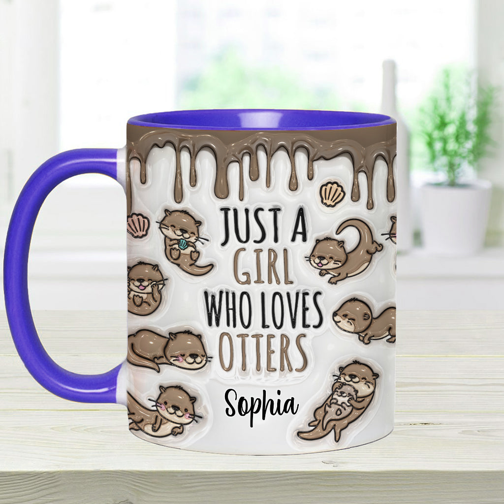 Mug personnalisé « Juste une fille qui aime les loutres » avec motif loutre