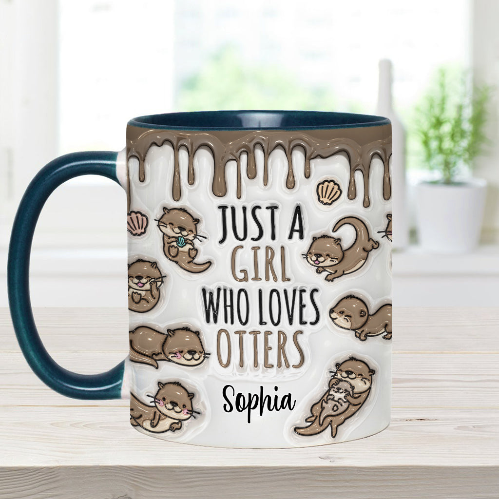 Mug personnalisé « Juste une fille qui aime les loutres » avec motif loutre