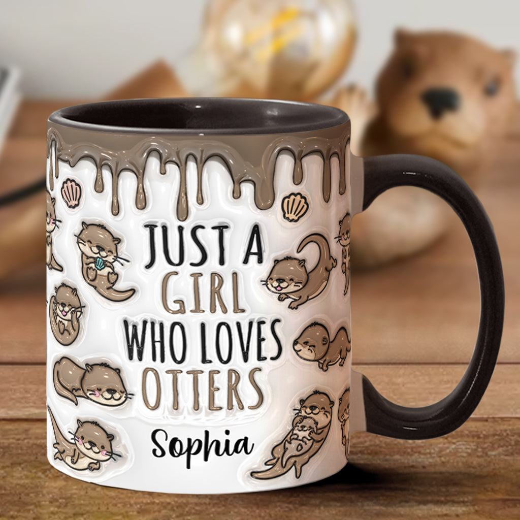 Mug personnalisé « Juste une fille qui aime les loutres » avec motif loutre