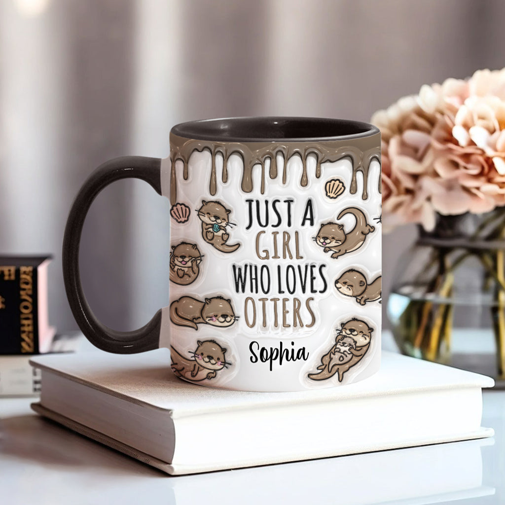 Mug personnalisé « Juste une fille qui aime les loutres » avec motif loutre
