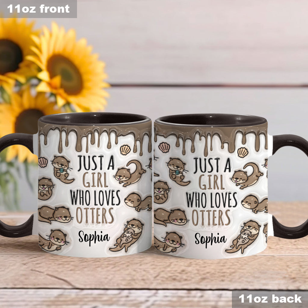 Mug personnalisé « Juste une fille qui aime les loutres » avec motif loutre