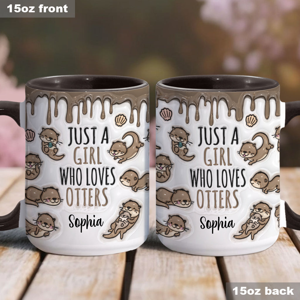 Mug personnalisé « Juste une fille qui aime les loutres » avec motif loutre