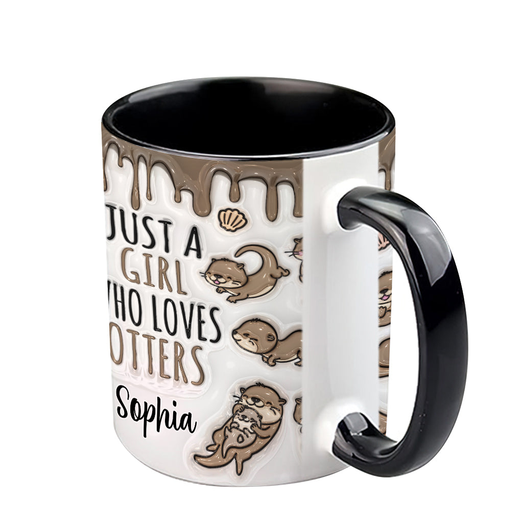 Mug personnalisé « Juste une fille qui aime les loutres » avec motif loutre