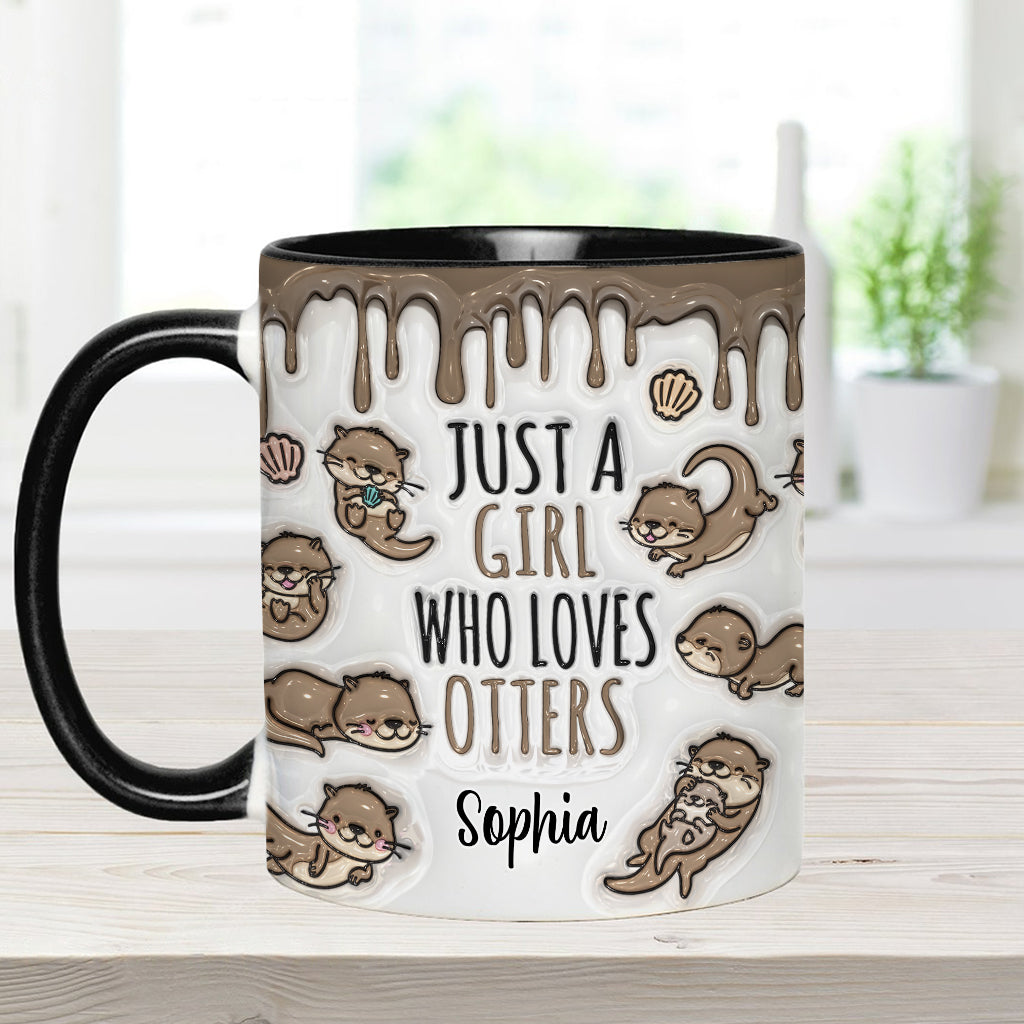 Mug personnalisé « Juste une fille qui aime les loutres » avec motif loutre