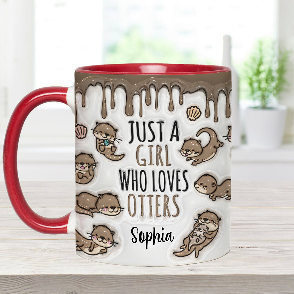 Mug personnalisé « Juste une fille qui aime les loutres » avec motif loutre