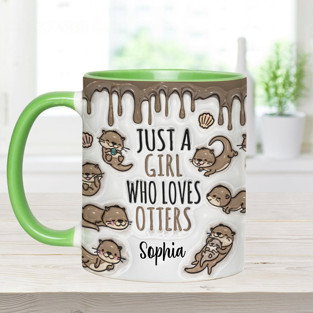 Mug personnalisé « Juste une fille qui aime les loutres » avec motif loutre