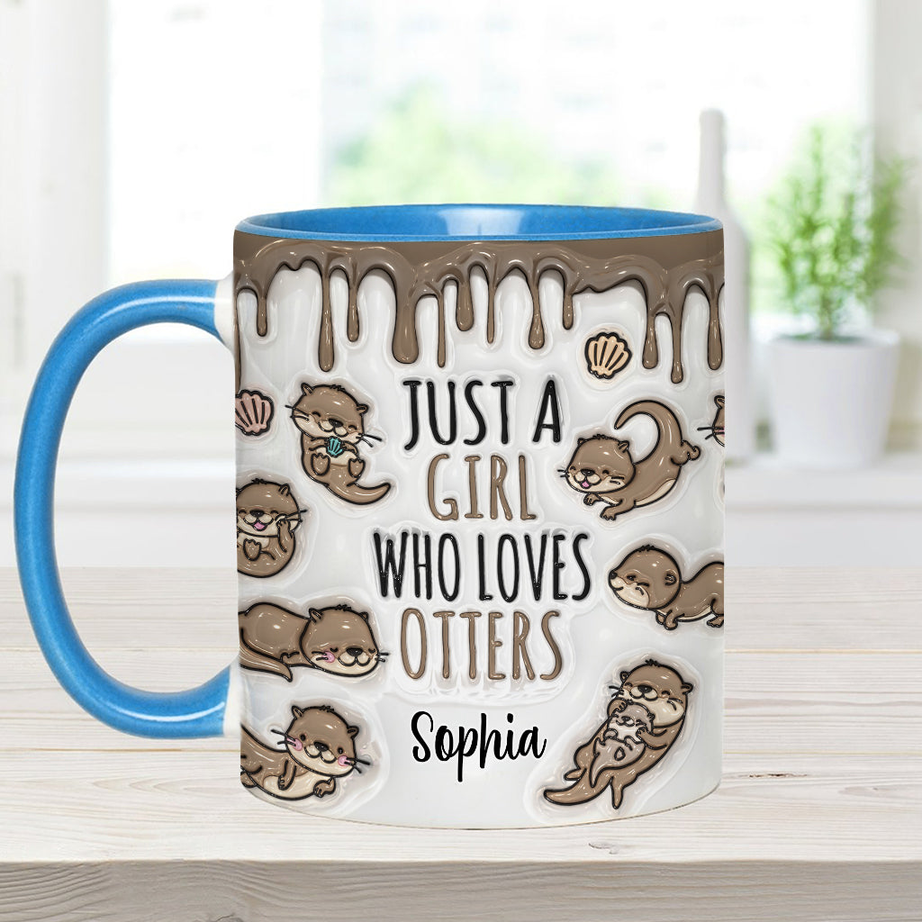 Mug personnalisé « Juste une fille qui aime les loutres » avec motif loutre