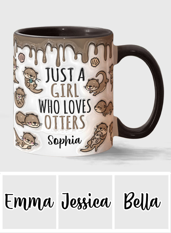 Mug personnalisé « Juste une fille qui aime les loutres » avec motif loutre