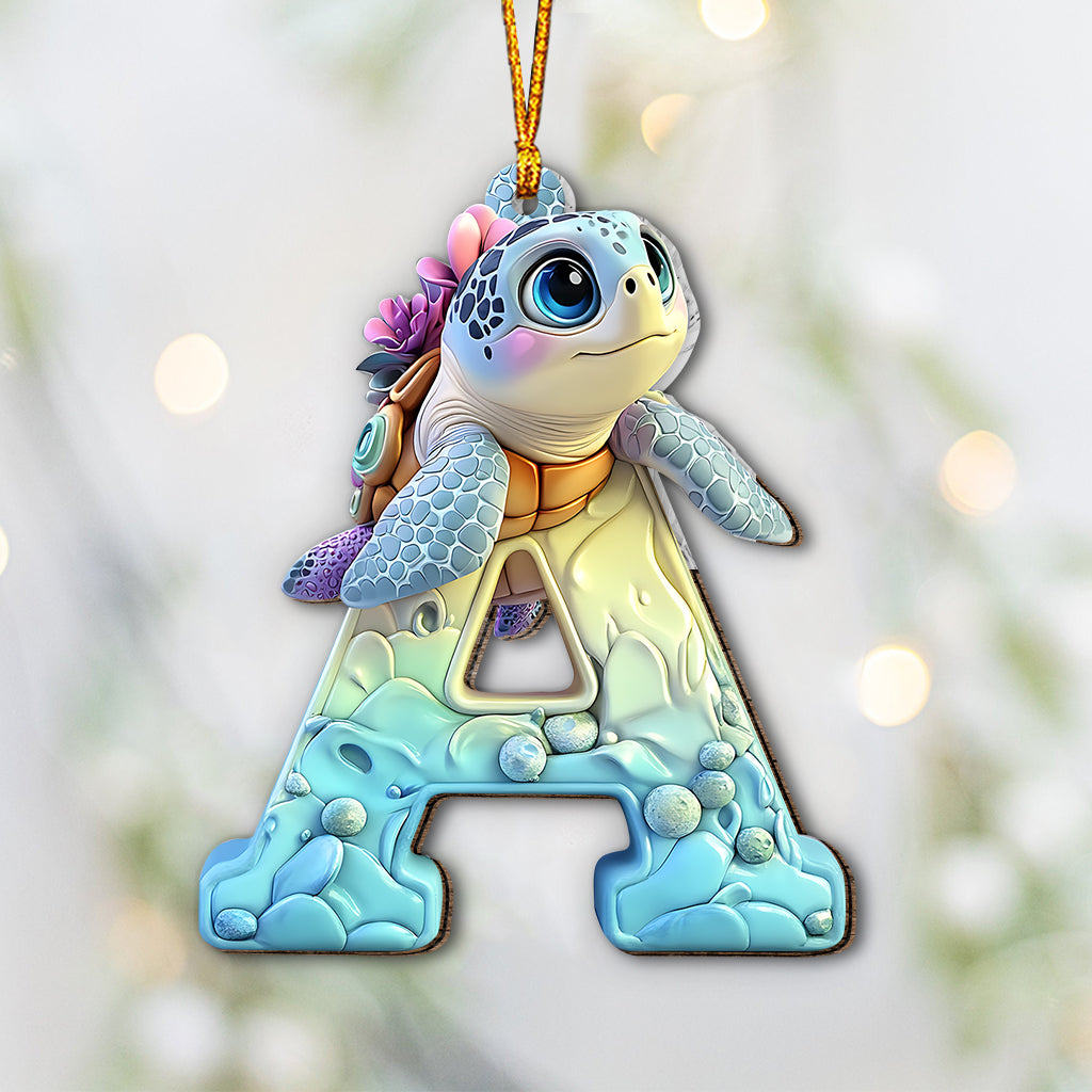 Cute Turtle Letter - Personalized Kid Ornament