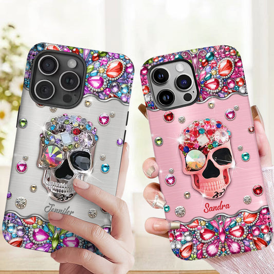 Sparkle Skull - Personalized Skull Full Print Phone Case