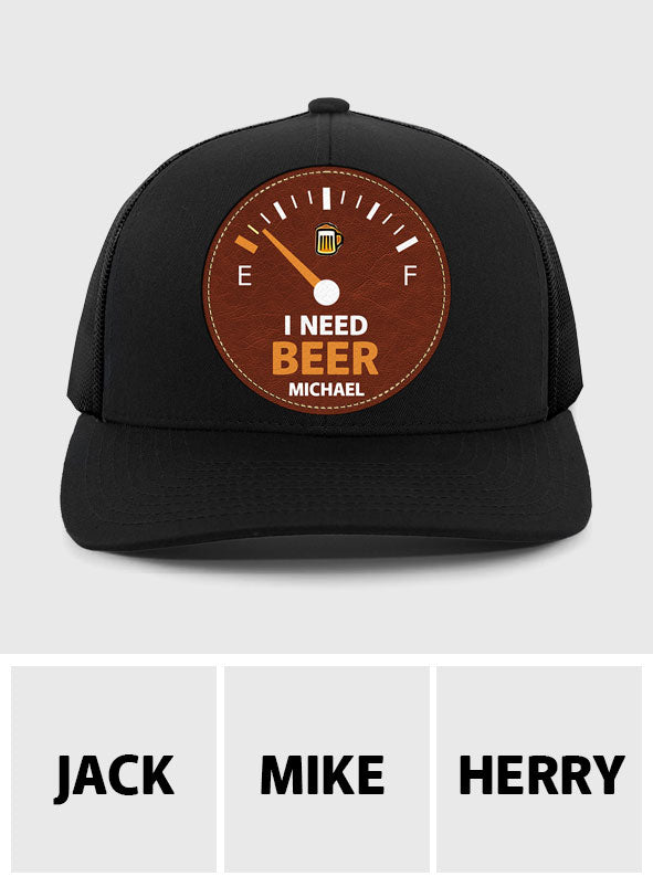 Ich brauche Bier – Personalisierte Bier-Ledermütze