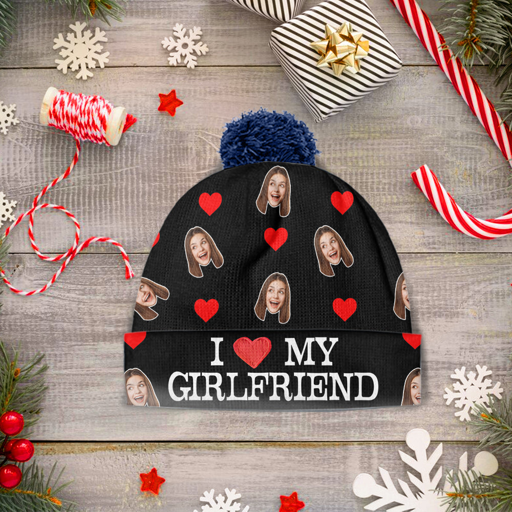 I Love My Girlfriend Boyfriend - Personalized Couple Beanie Hat