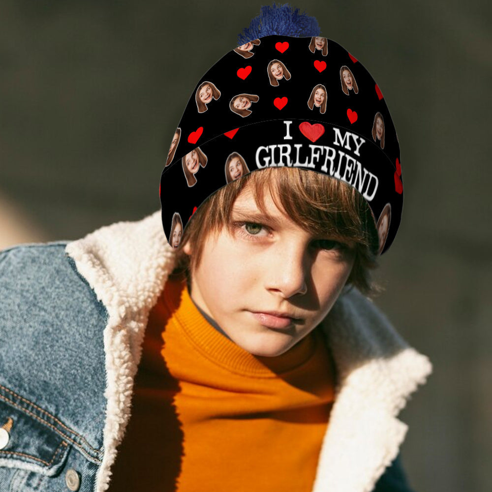 I Love My Girlfriend Boyfriend - Personalized Couple Beanie Hat