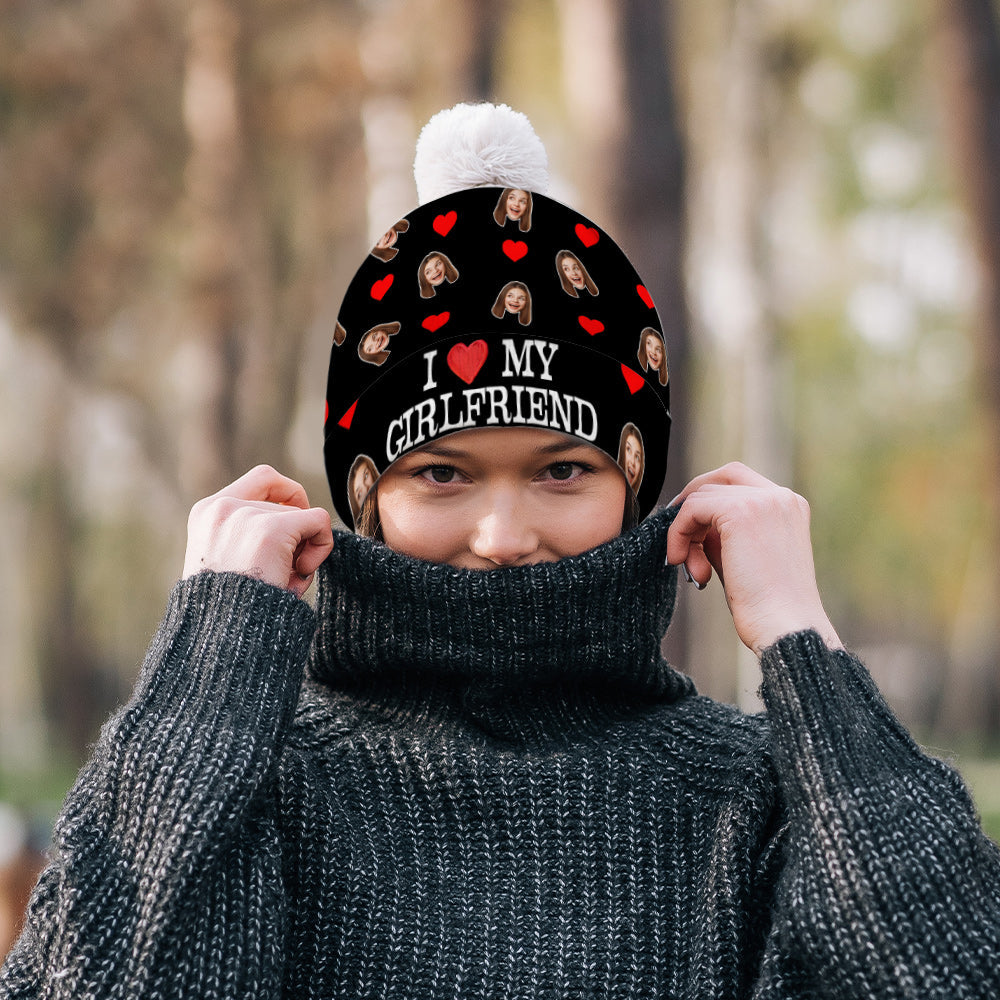 I Love My Girlfriend Boyfriend - Personalized Couple Beanie Hat