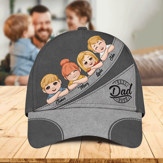 Best Dad Ever Cute Kids - Personalized Father Classic Cap