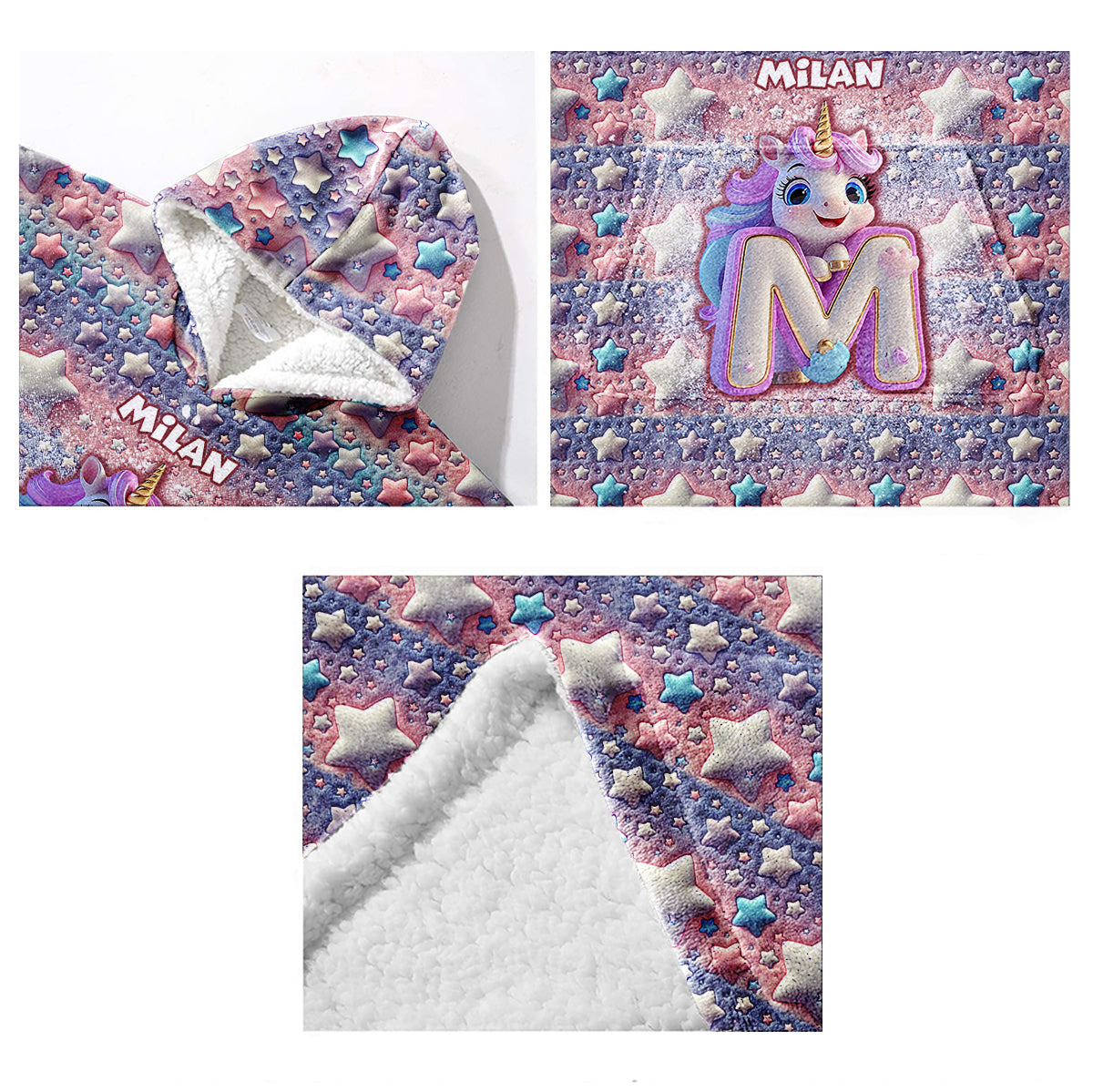 Cute Unicorn - Personalized Kid Blanket Hoodie